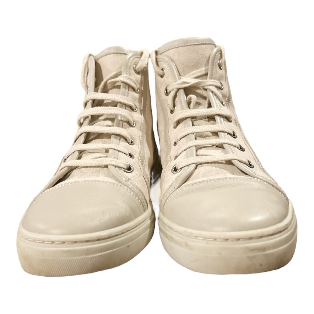 Gucci Brooklyn GG High Top Sneakers White Gray Monogram EU 37.5 US 7.5 Cap Toe - Picture 9 of 13